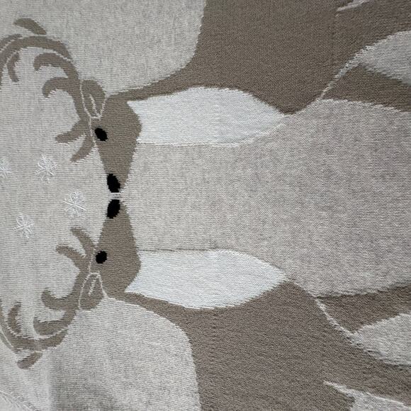 LOFT Deer Sweater Womens S Beige Winter Reindeer Holiday Pullover Knit Softgirl - Picture 2 of 6